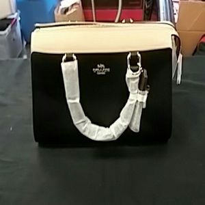 Coach Women's Leather Purse Brown, Tan and Cream